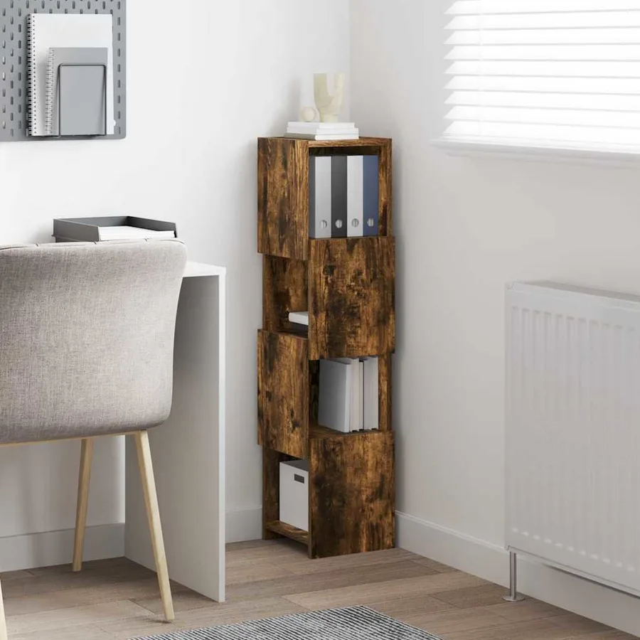Meuble d'angle Chêne fumé 25,5x25x102cm Bois d'ingénierie - 4