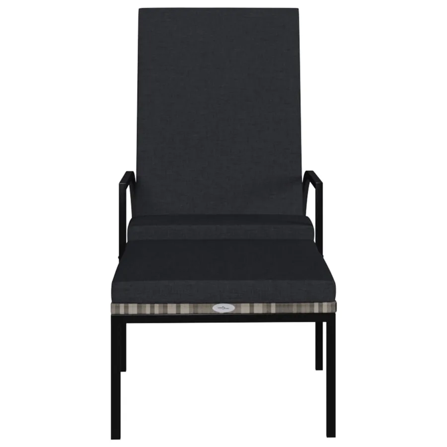 Chaise longue avec repose-pied Résine tressée Noir - 12