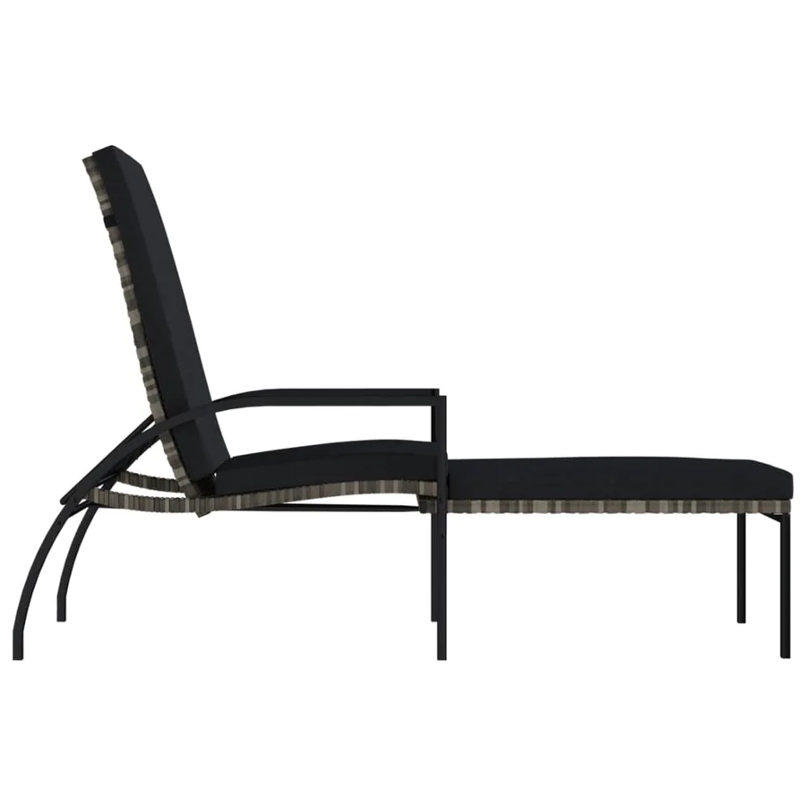 Chaise longue avec repose-pied Résine tressée Noir - 13
