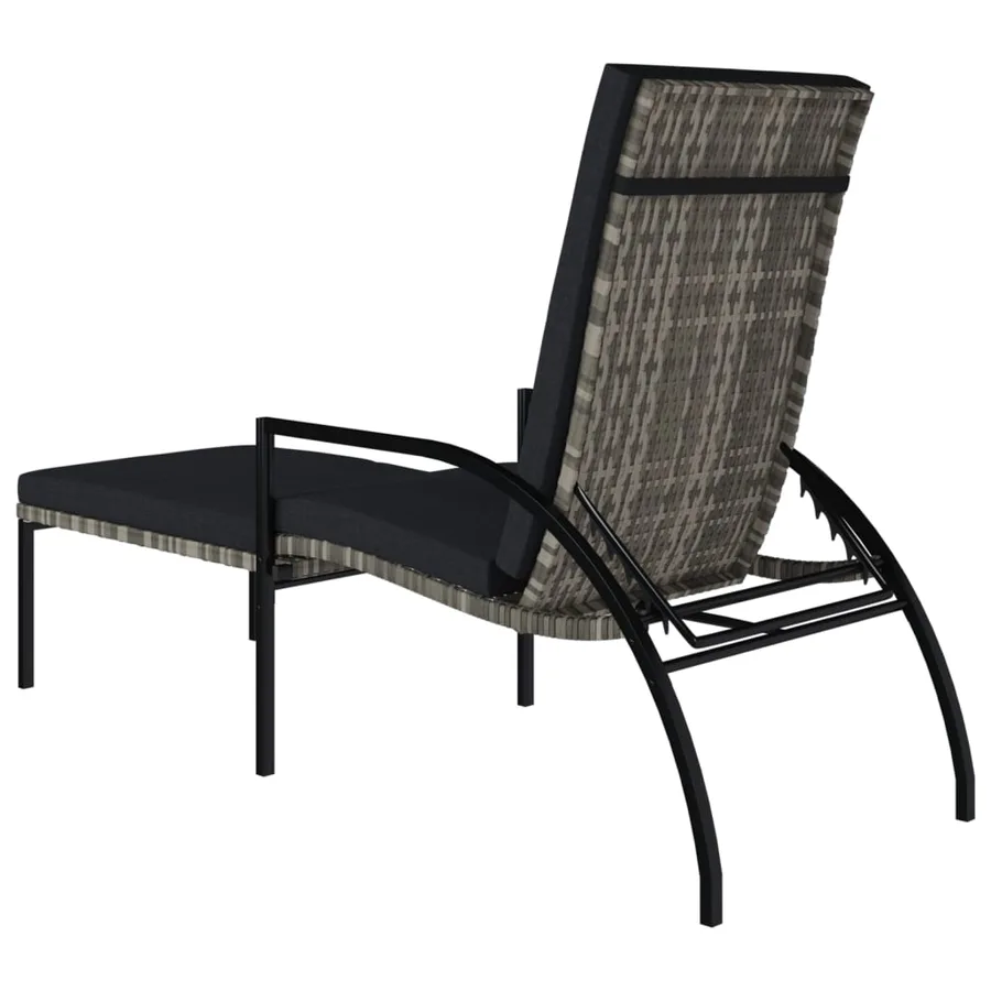 Chaise longue avec repose-pied Résine tressée Noir - 14