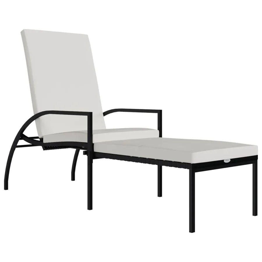 Chaise longue avec repose-pied Résine tressée Noir - 2