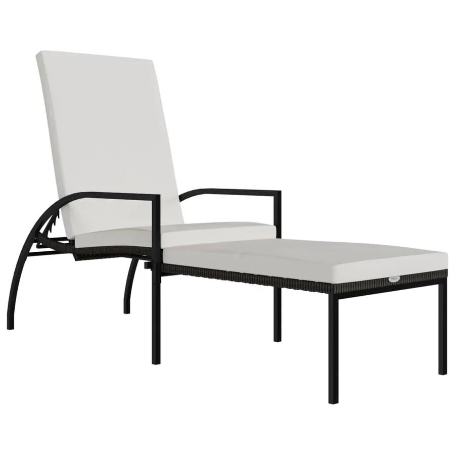 Chaise longue avec repose-pied Résine tressée Noir - 20