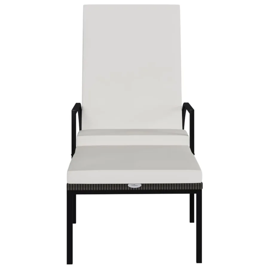 Chaise longue avec repose-pied Résine tressée Noir - 21