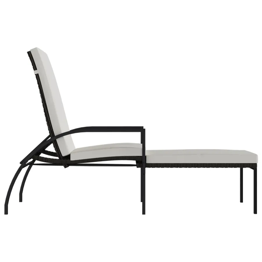 Chaise longue avec repose-pied Résine tressée Noir - 22