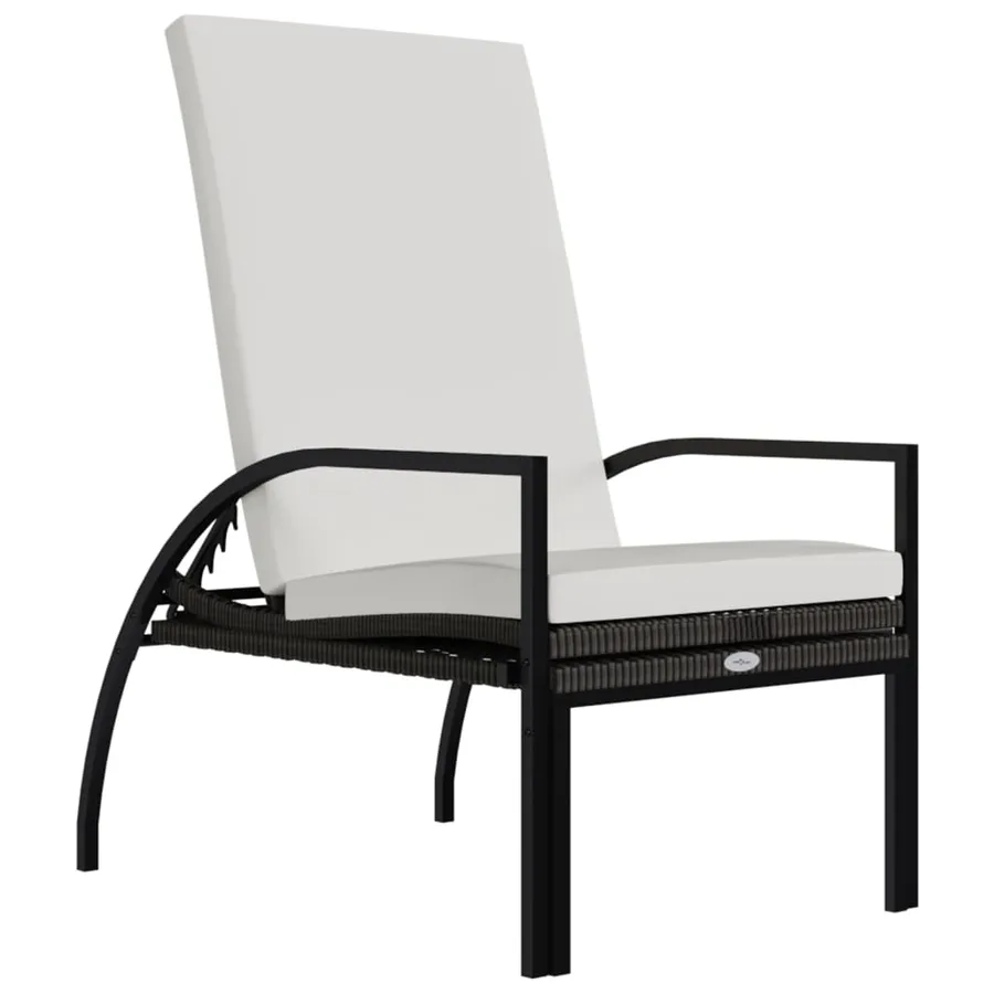 Chaise longue avec repose-pied Résine tressée Noir - 25