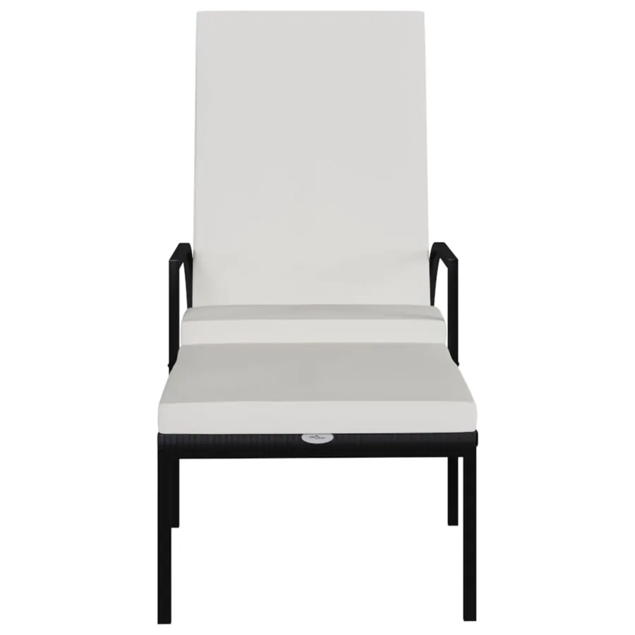 Chaise longue avec repose-pied Résine tressée Noir - 3