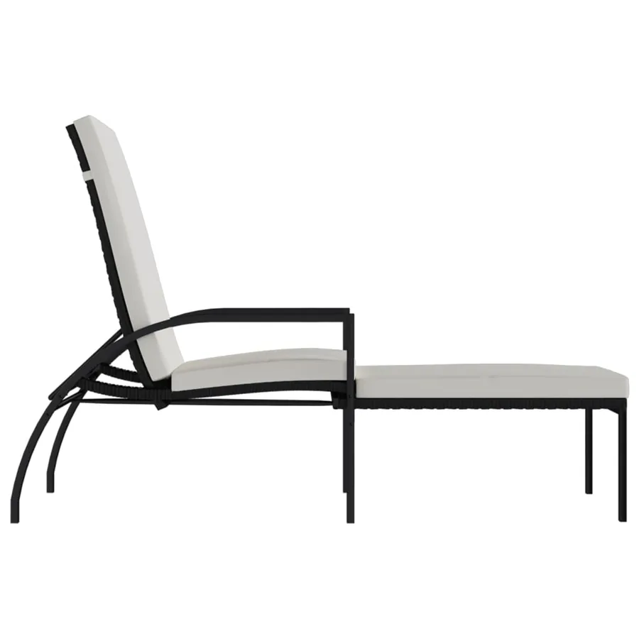 Chaise longue avec repose-pied Résine tressée Noir - 4
