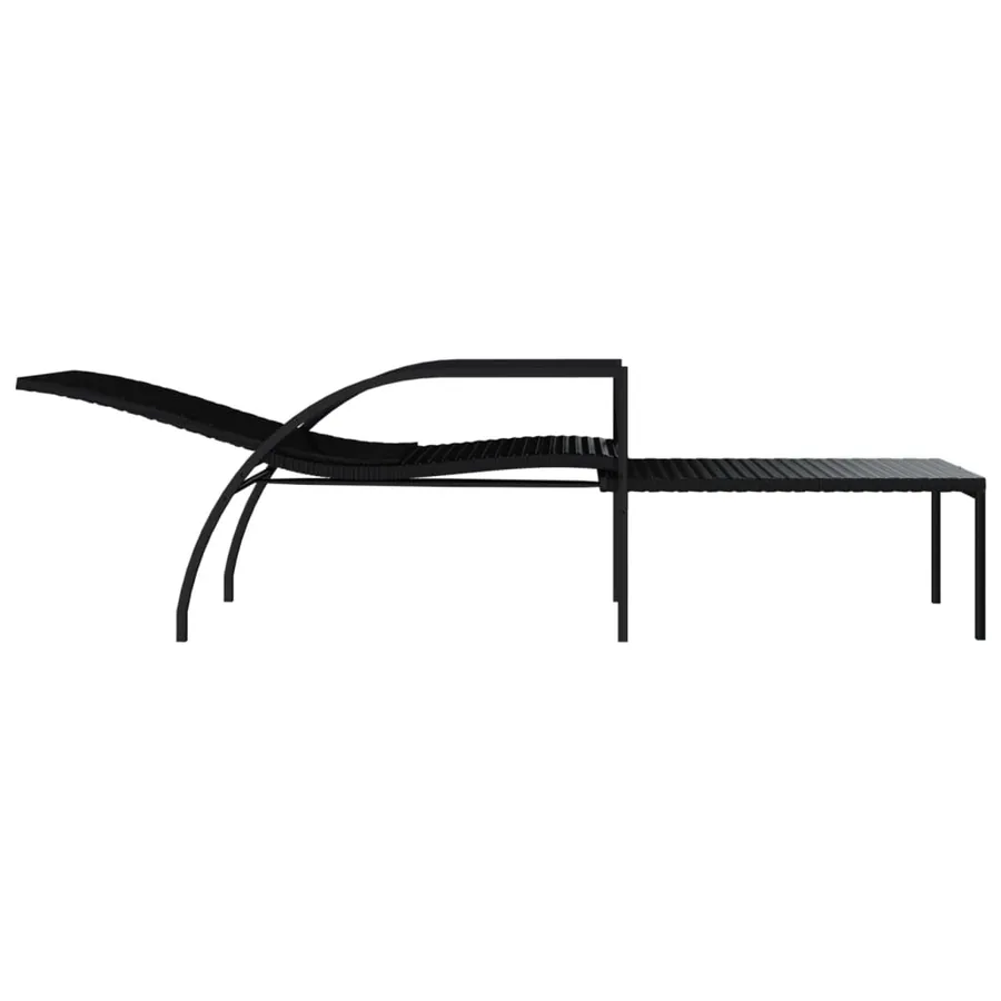 Chaise longue avec repose-pied Résine tressée Noir - 6