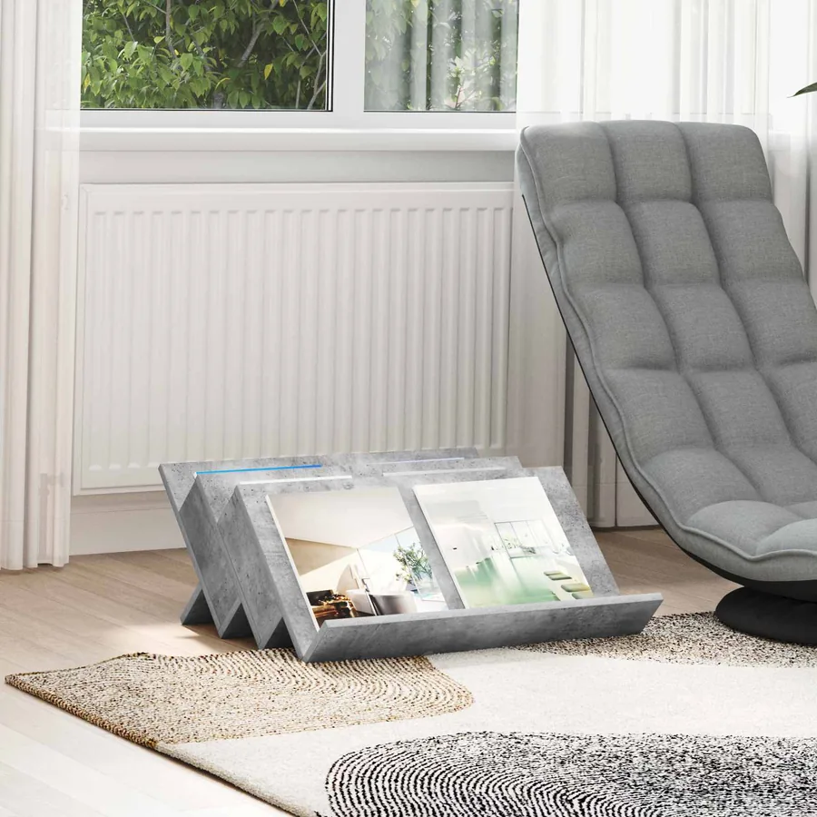 Étagère à magazines avec étagère Gris Béton 65 x 53 x 28,5 cm