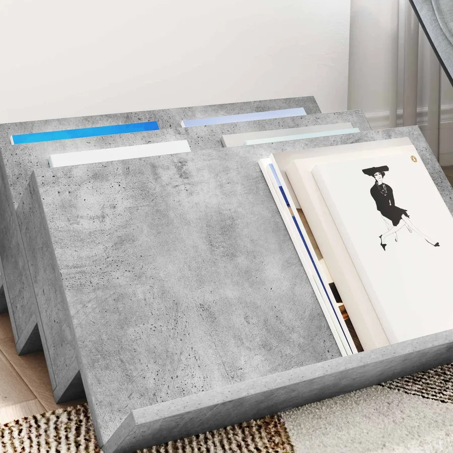 Étagère à magazines avec étagère Gris Béton 65 x 53 x 28,5 cm - 4