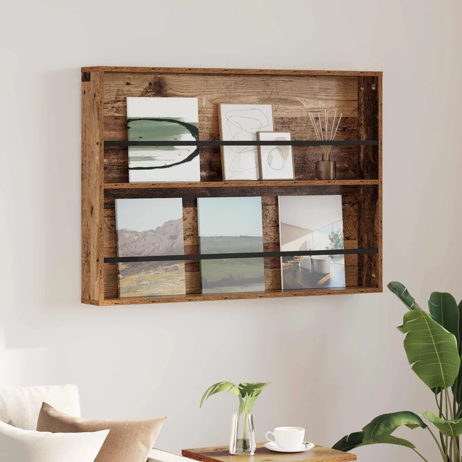 Étagère à magazines avec étagère Bois ancien 100 x 12 x 70 cm