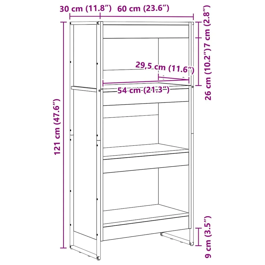 Bibliothèque Sonoma 60 x 30 x 121 cm Bois d'ingénierie - 11