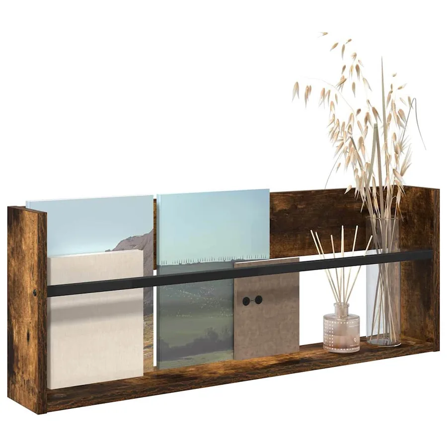 Étagère à magazines avec étagère Chêne fumé 80 x 12 x 30 cm - 3