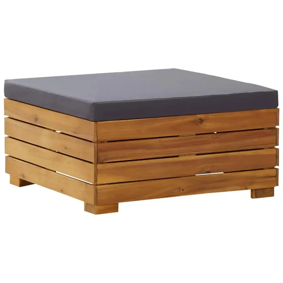 Table et repose-pied de jardin et coussin Bois d'acacia massif - 3