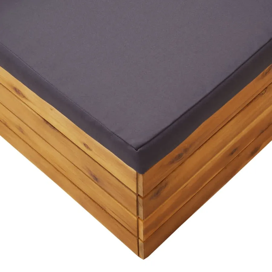 Table et repose-pied de jardin et coussin Bois d'acacia massif - 5