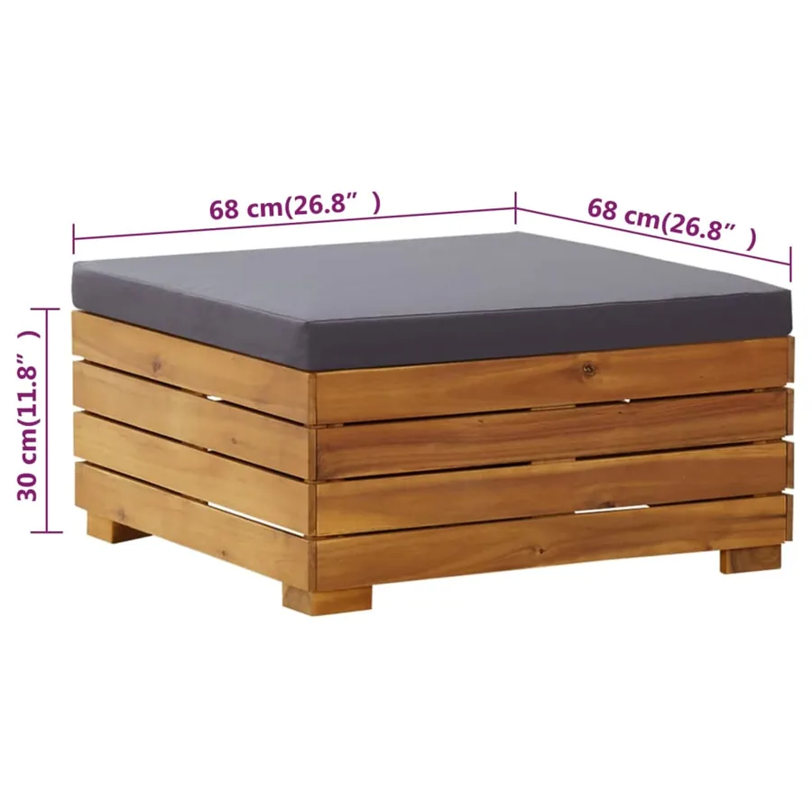 Table et repose-pied de jardin et coussin Bois d'acacia massif - 7
