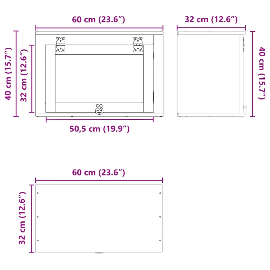 Armoire SKI Brun Miel 60 x 32 x 40 cm Pin massif - 12