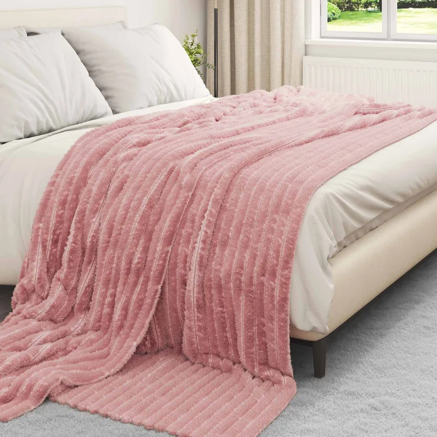 Jeté Rose 240 x 220 cm Toison - 3