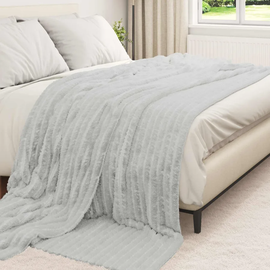 Jeté Gris 240 x 220 cm Toison - 3