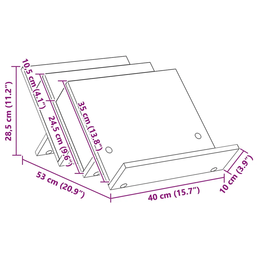 Étagère à magazines avec étagère Chêne Sonoma 53 x 40 x 28,5 cm - 11