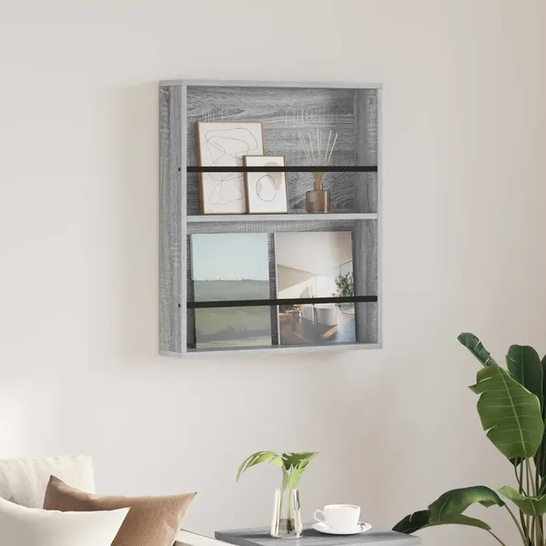 Étagère à magazines avec étagère Gris Sonoma 60 x 12 x 70 cm