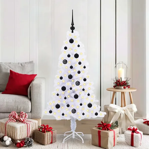 Sapin de Noël artificiel avec 150 LED Blanc 150 cm PVC et Acier