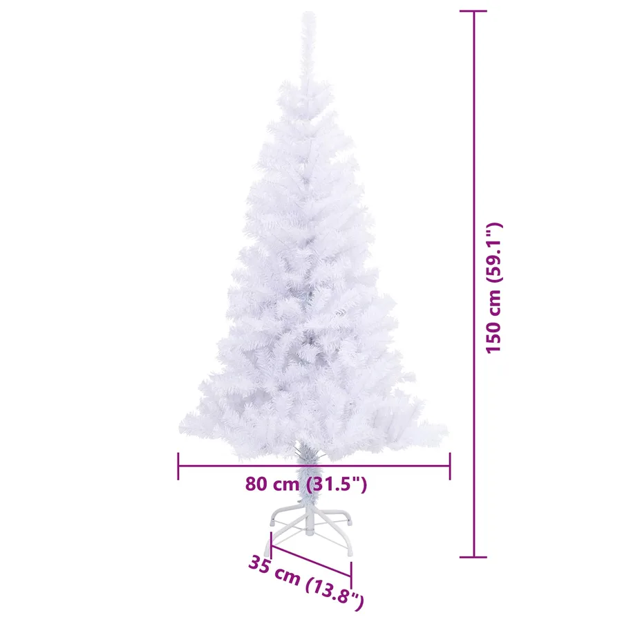 Sapin de Noël artificiel avec 150 LED Blanc 150 cm PVC et Acier - 14