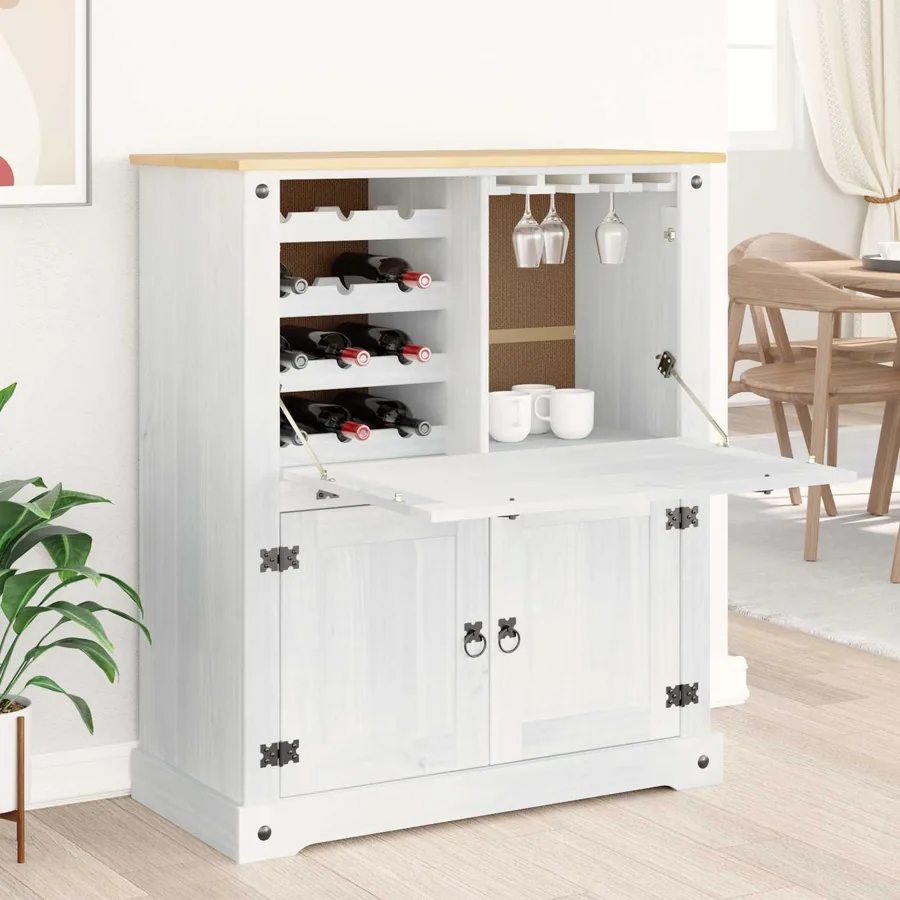 Cabinet à vin Blanc 97 x 45 x 114 cm Pin massif