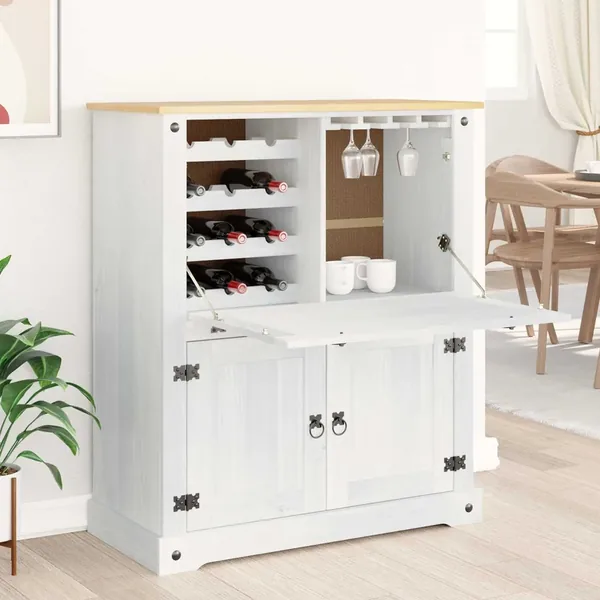 Cabinet à vin Blanc 97 x 45 x 114 cm Pin massif