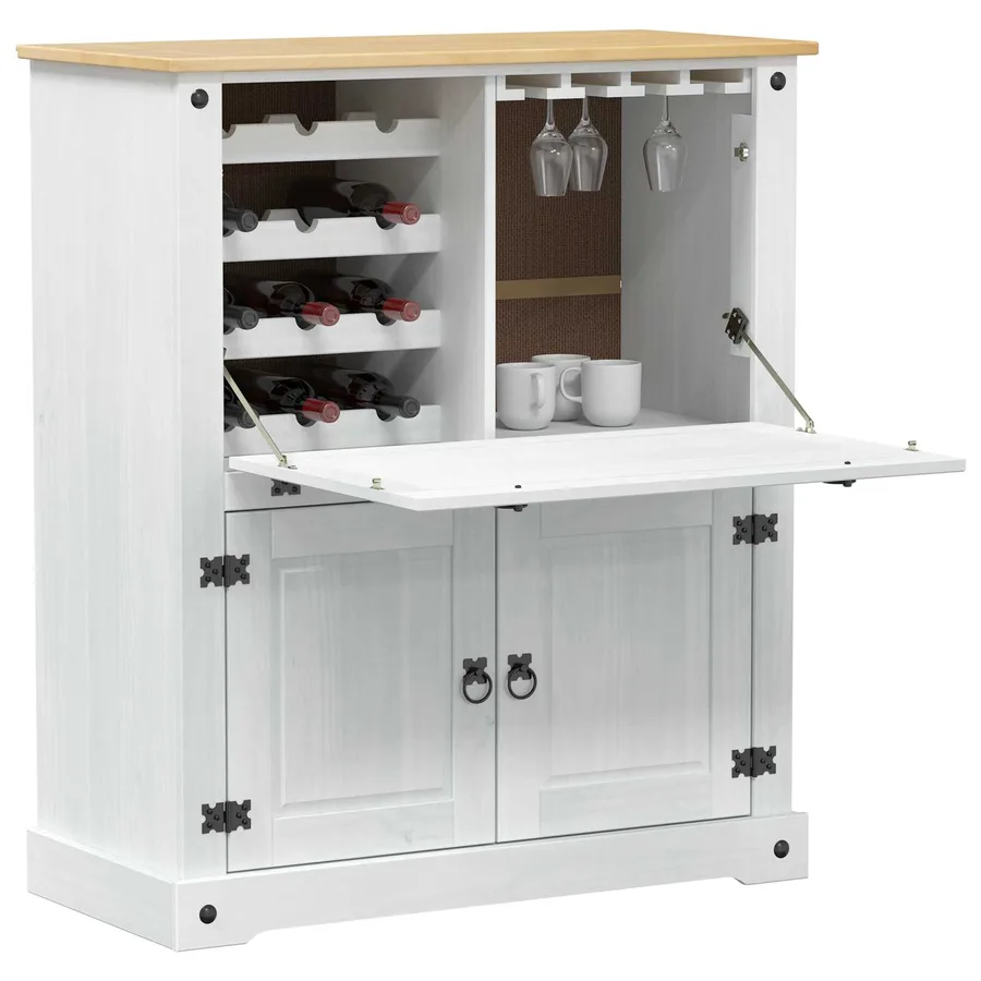 Cabinet à vin Blanc 97 x 45 x 114 cm Pin massif - 3