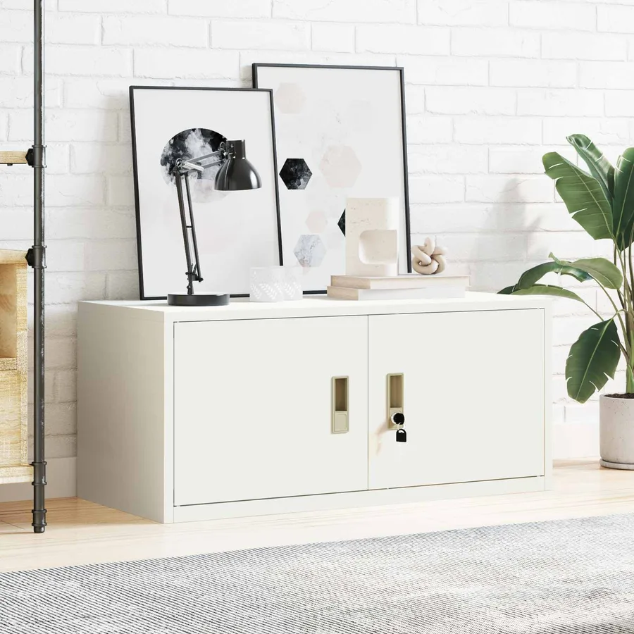 Armoire de rangement Blanc 90 x 40 x 40 cm Acier - 4