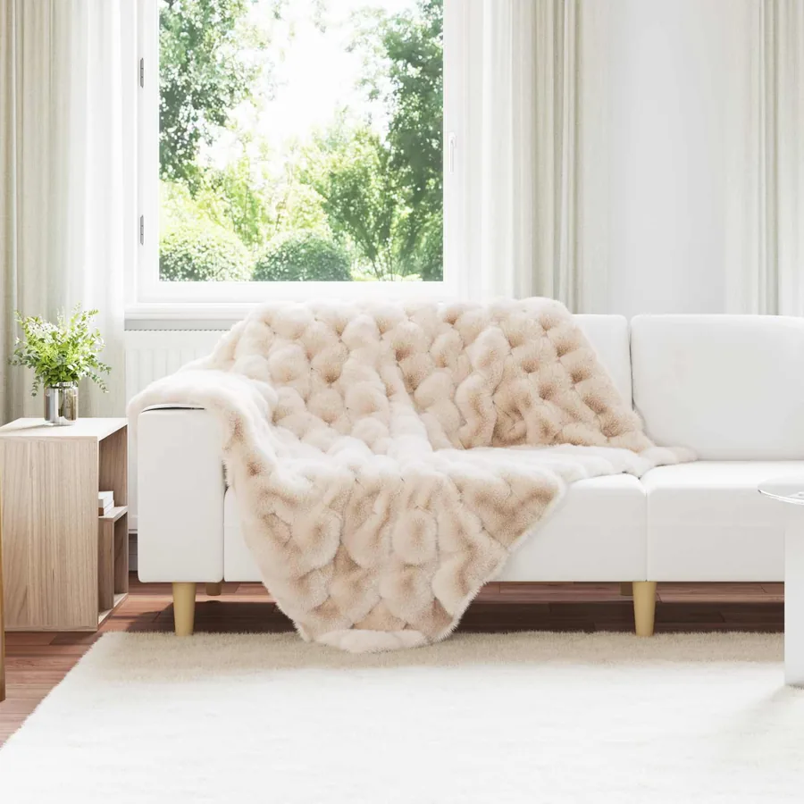 Couverture antidérapante en fausse de lapin Olite 4 pcs Beige