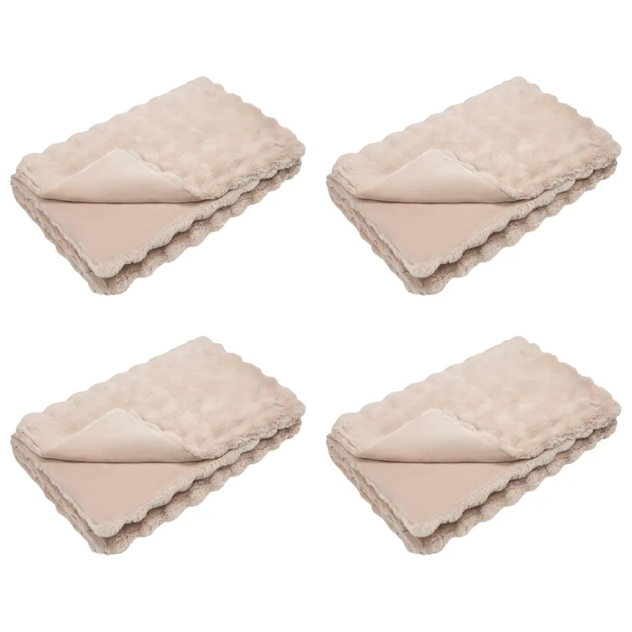 Couverture antidérapante en fausse de lapin Olite 4 pcs Beige - 2