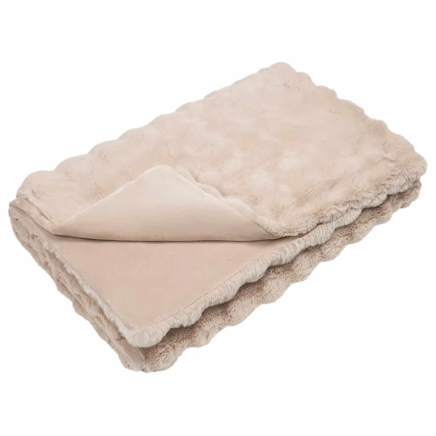 Couverture antidérapante en fausse de lapin Olite 4 pcs Beige - 5