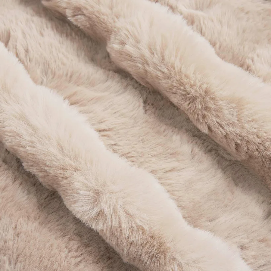 Couverture antidérapante en fausse de lapin Olite 4 pcs Beige - 9