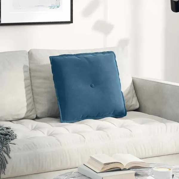 Coussin de Dos Bleu 50 x 45 cm Tissu en velours côtelé