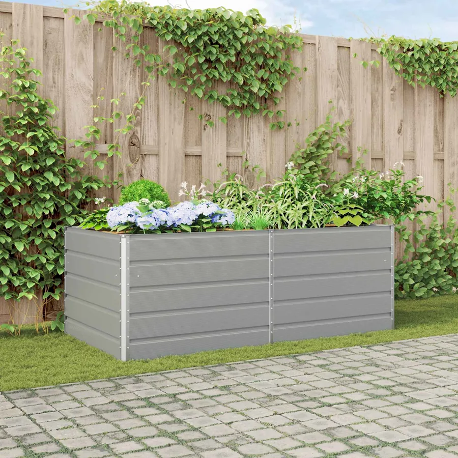 Jardinière Gris clair 195 x 100 x 75 cm Acier galvanisé