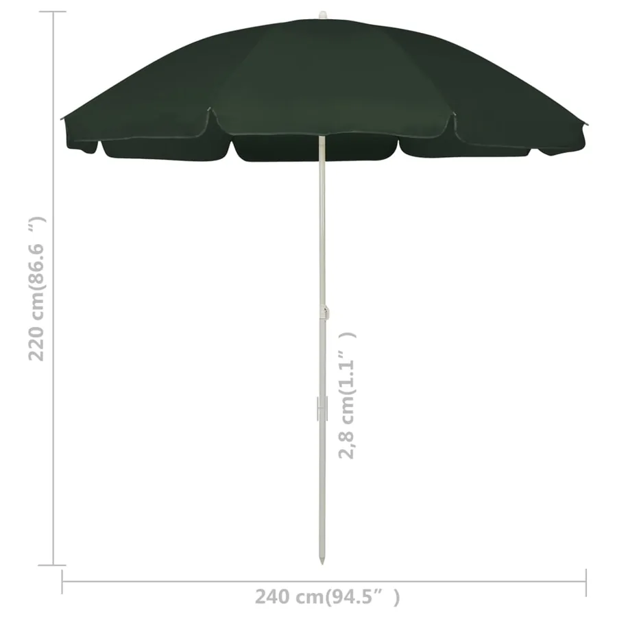 Parasol de plage vert 240 cm - 6