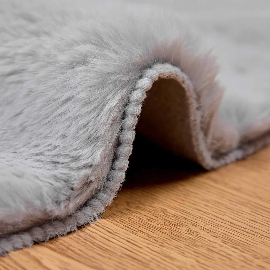 Tapis antidérapant en fausse de lapin OLITE Gris Ø 120 cm - 5