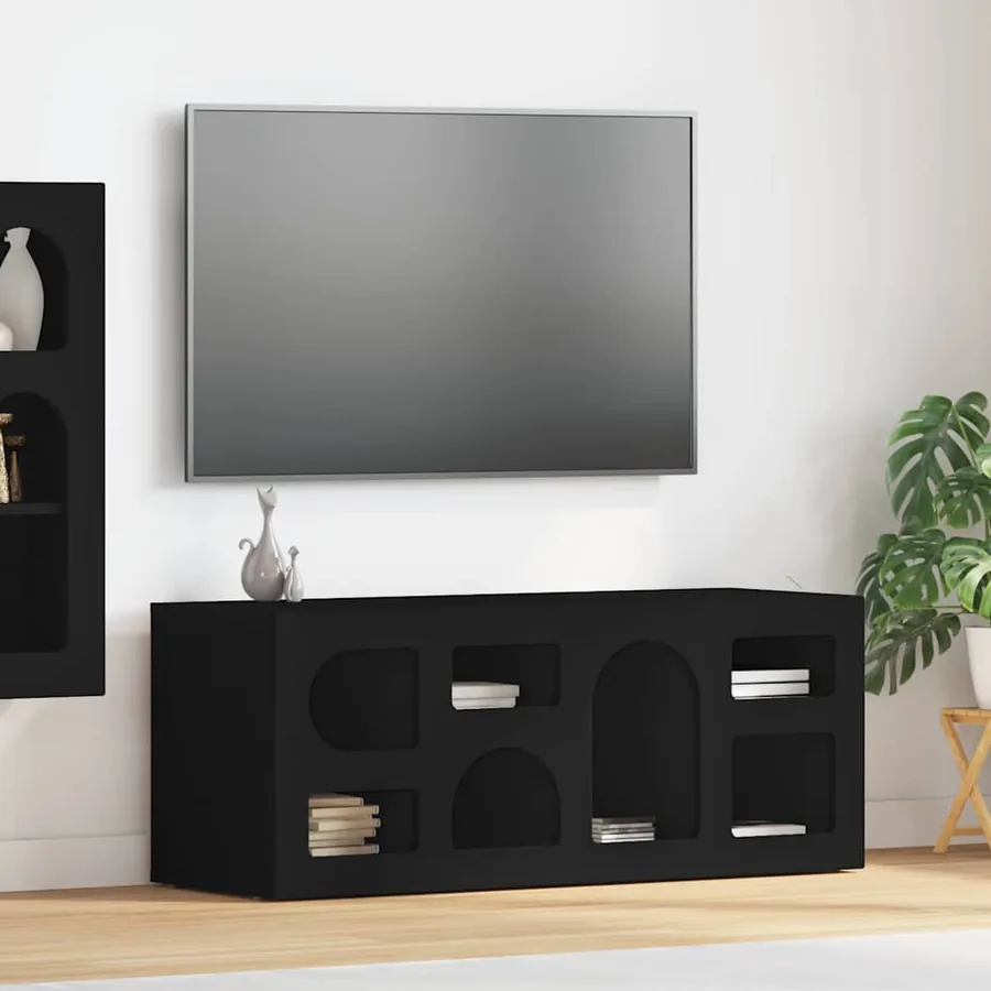Meuble TV ELST 100 x 35 x 40 cm Noir Bois d'ingénierie