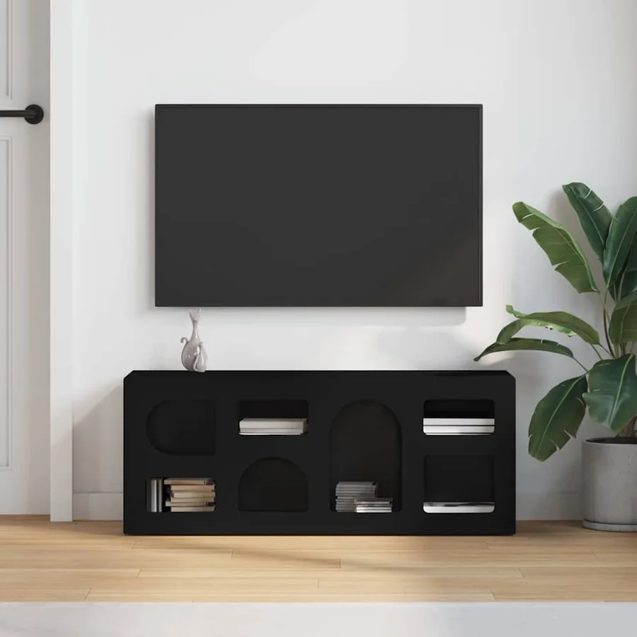 Meuble TV ELST 100 x 35 x 40 cm Noir Bois d'ingénierie - 4