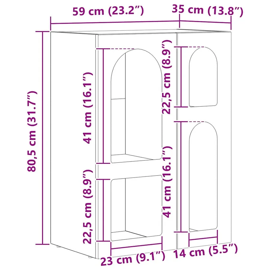 Buffet ELST Noir 59 x 35 x 80,5 cm Bois d'ingénierie - 12
