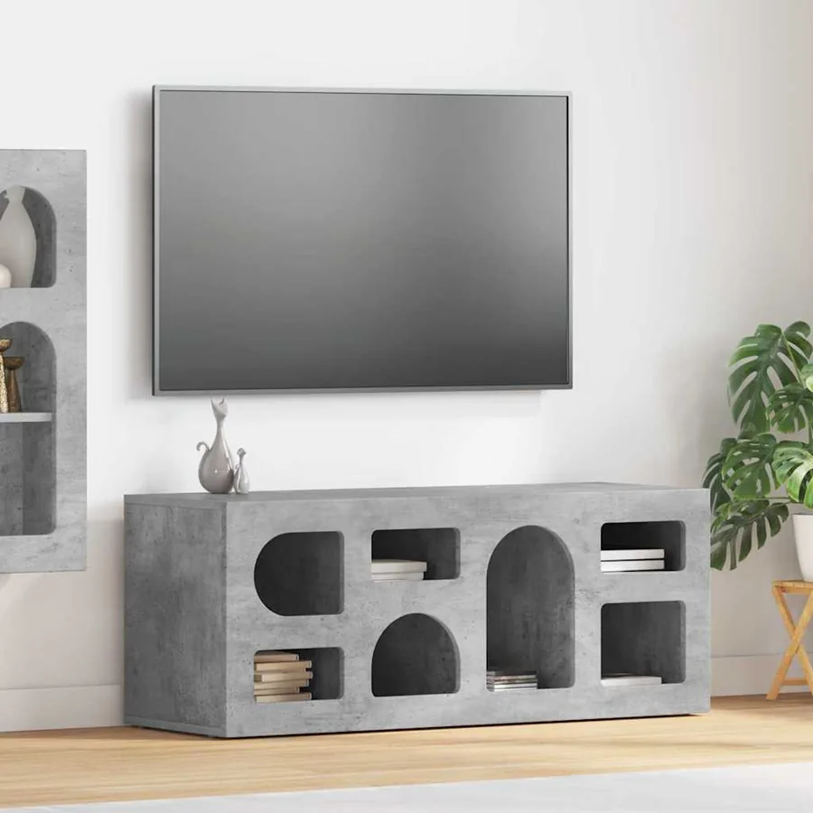Meuble TV ELST 100 x 35 x 40 cm Gris béton Bois d'ingénierie