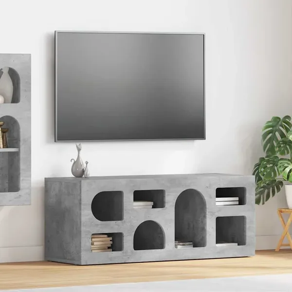 Meuble TV ELST 100 x 35 x 40 cm Gris béton Bois d'ingénierie