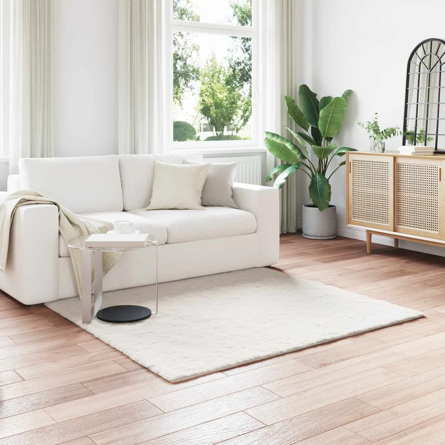 Tapis antidérapant en fausse de lapin OLITE Crème 160 x 160 cm