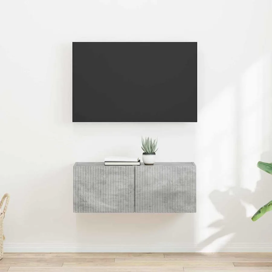 Meuble TV mural 2 pcs Béton 39 x 31 x 29,5 cm Bois d'ingénierie