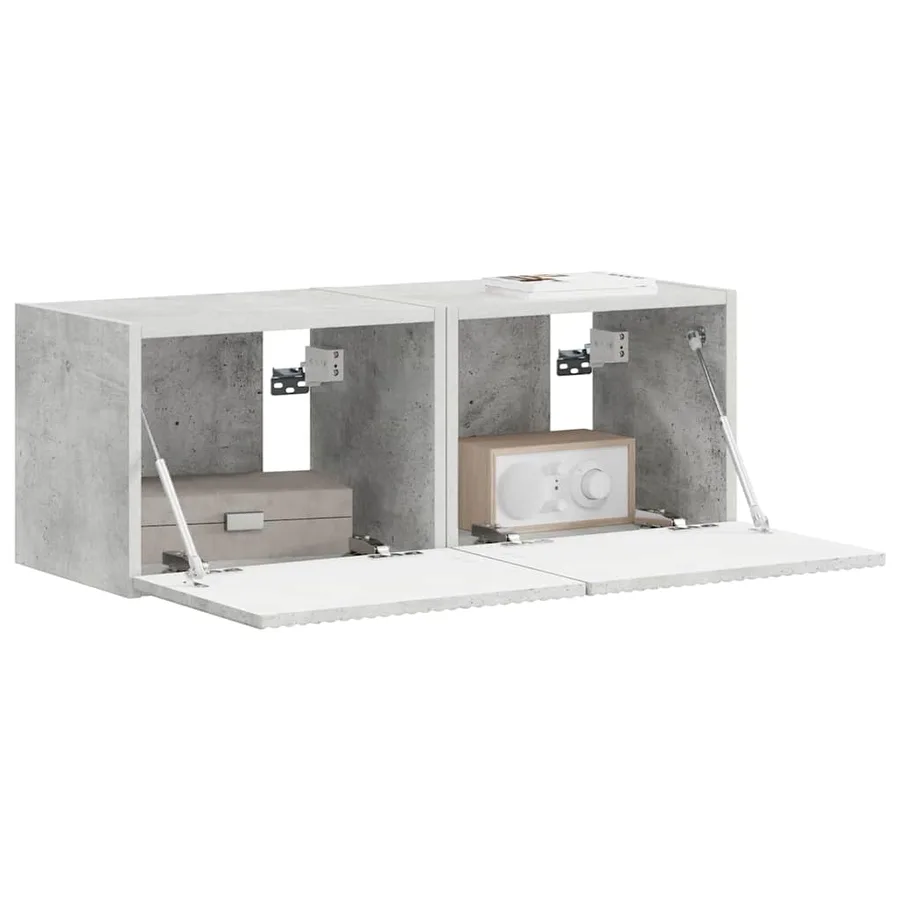 Meuble TV mural 2 pcs Béton 39 x 31 x 29,5 cm Bois d'ingénierie - 3