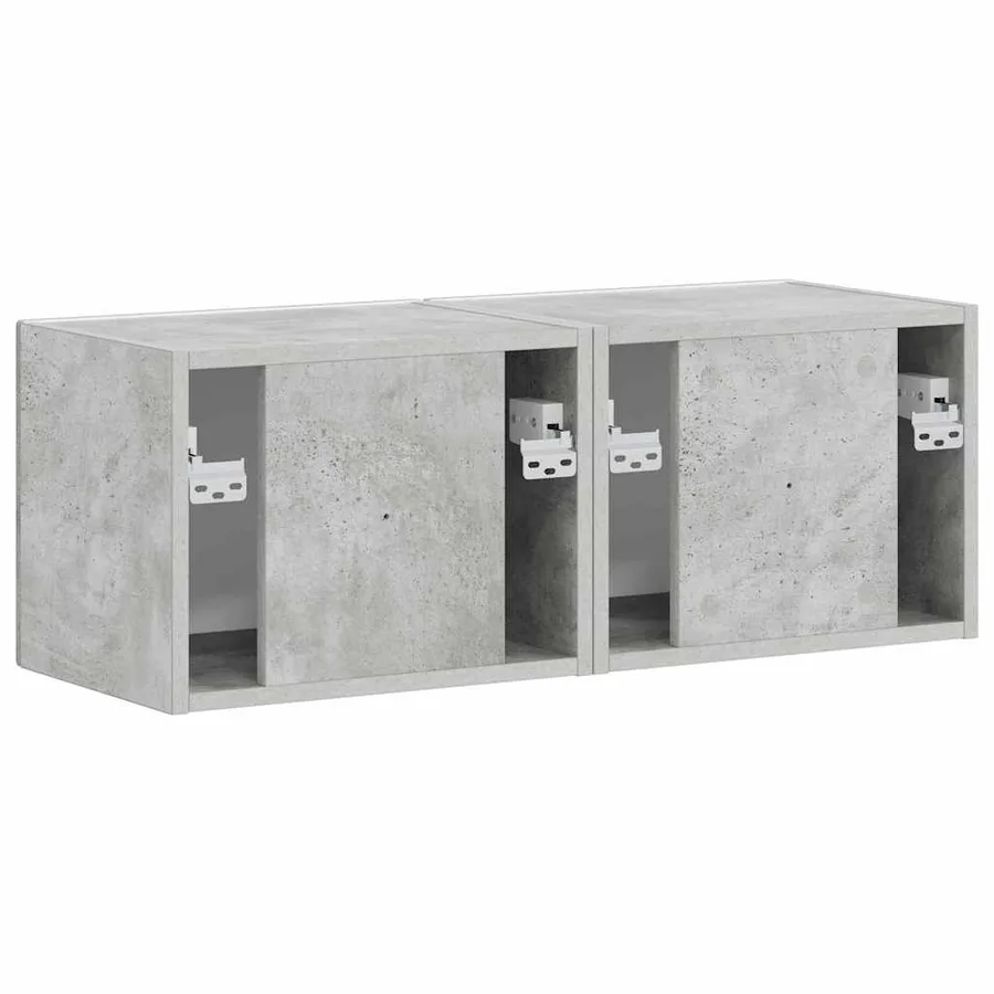 Meuble TV mural 2 pcs Béton 39 x 31 x 29,5 cm Bois d'ingénierie - 9