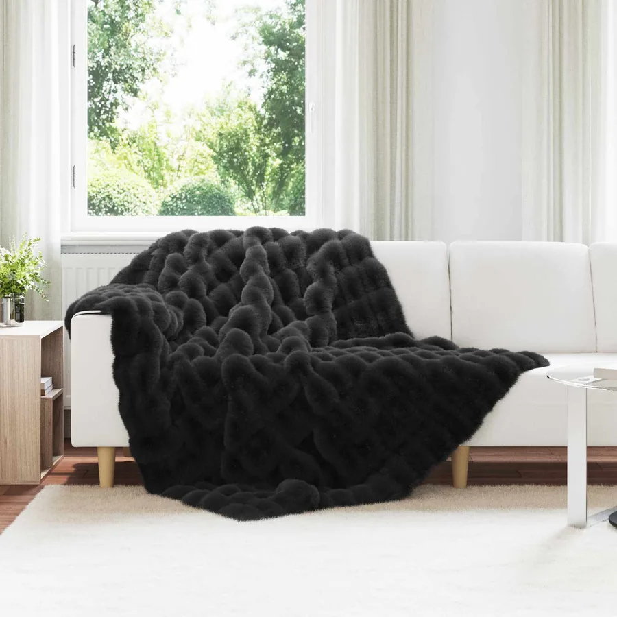 Couverture antidérapante en fausse de lapin Olite 4 pcs Noir