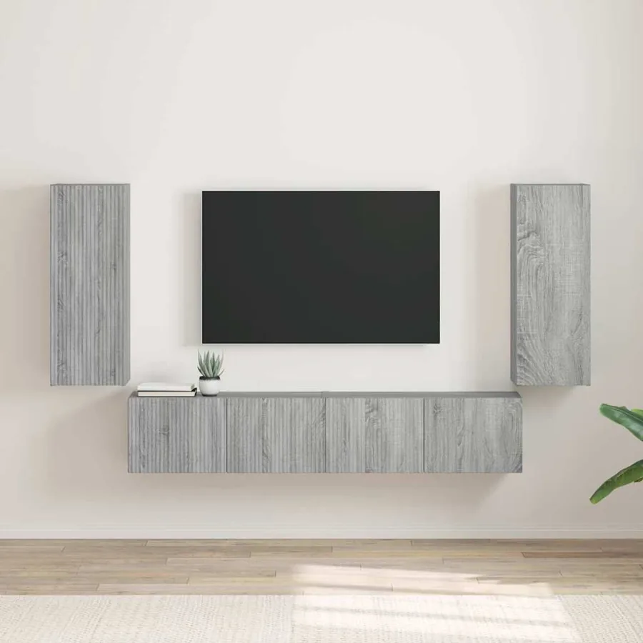 Meuble TV mural Montage mural 2 pcs Gris Sonoma 30 x 31 x 80 cm
